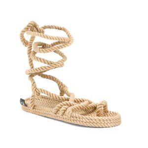 NOMADIC STATE OF MIND Camel La Isla Ankle Wrap Rope Sandals